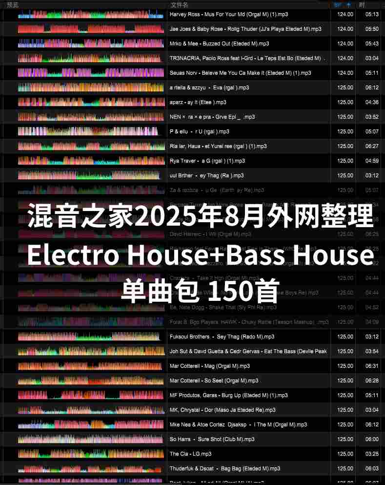 混音之家8月整理bass+Electro House（150首）